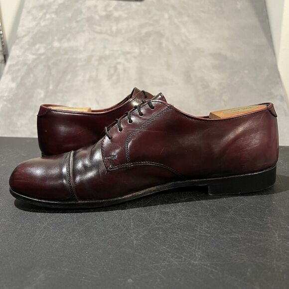 Vintage Cole Haan Cap Toe Oxford Mens 11 D Burgundy Leather Lace Up Dress Shoes - Picture 8 of 11